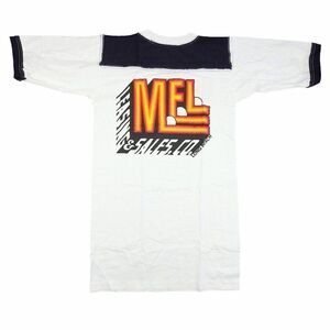 Vintage MEL Long Beach T Shirt Mens Size Small Dark Blue 80s Ringer Tee